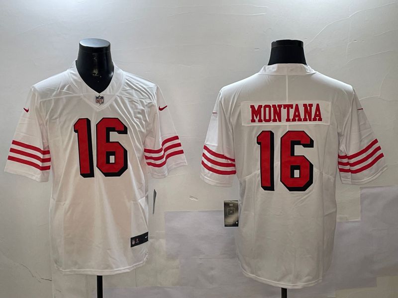 Men San Francisco 49ers 16 Montana White Throwback 2024 Nike Limited NFL Jersey style 0104